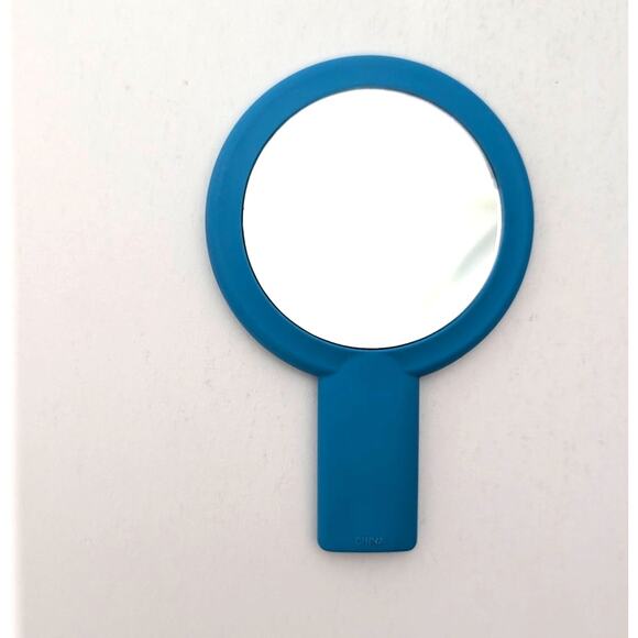 Vtg Clinique Mini Handheld Double Sided Purse Mirror Blue Purse 4.5" - Picture 6 of 7